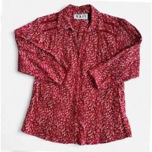Keren Hart Women's M Casual Floral Cotton Livvy Blouse Red White